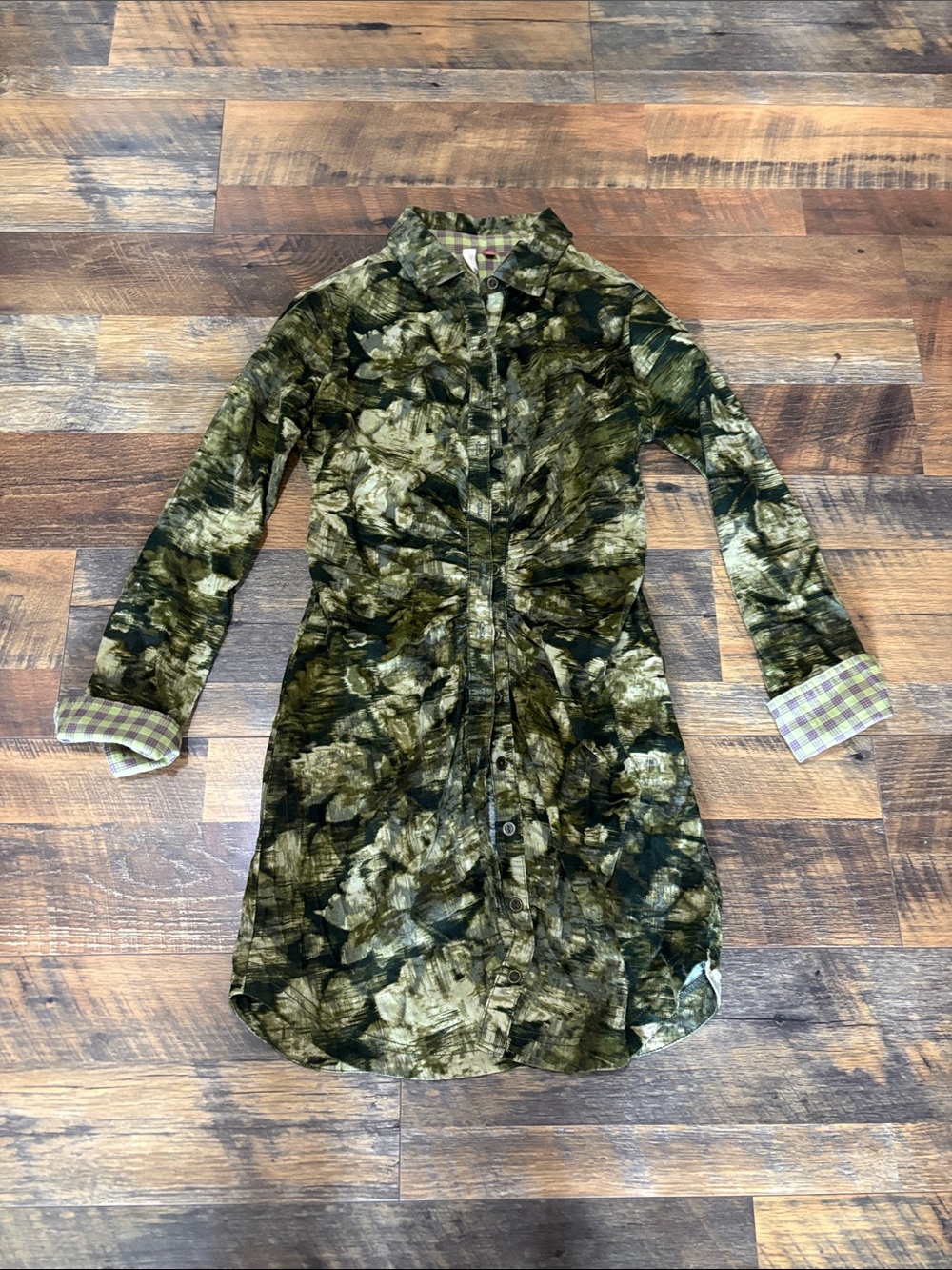 Anthropologie Pilcro Ruched Corduroy Cotton Shirt‎ Dress